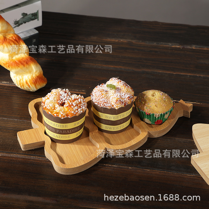MDF Wooden Tray Christmas Tableware Dried Fruit Snacks Multi-grid Wooden Plate Home Fruit Plate Restaurant Fast Food Plate
