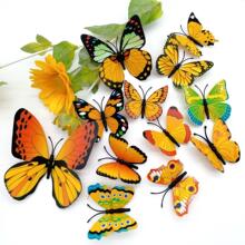 3d立体蝴蝶黑色花色蝴蝶pvc背景墙DIY家居装饰24只透底蝴蝶贴