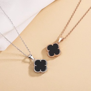 Lucky Four-Leaf Clover Necklace for Women, Sterling Silver Plated, Accessible Luxury Niche Pendant Decoration, Valentine's Day Gift for Girlfriend