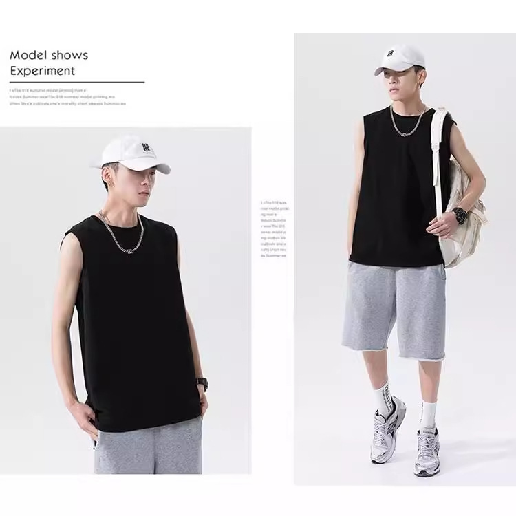 2026 hombre de verano chaleco deportivo sin mangas nuevo estilo coreano de cuello redondo camisa de color sólido al por mayor