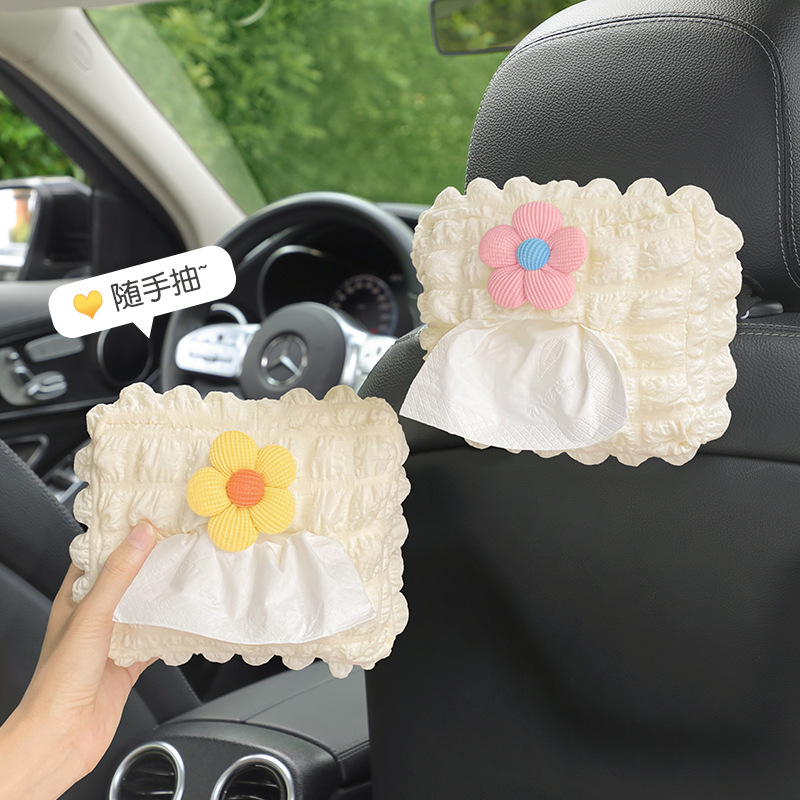 Adornos de accesorios para automóviles 2024 nueva descompresión de flores pequeñas caja de pañuelos para automóviles caja de dibujo suministros de decoración para automóviles