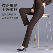 中老年秋季冬季加厚加绒休闲裤松紧腰高腰直筒裤子妈妈裤耐穿女裤
