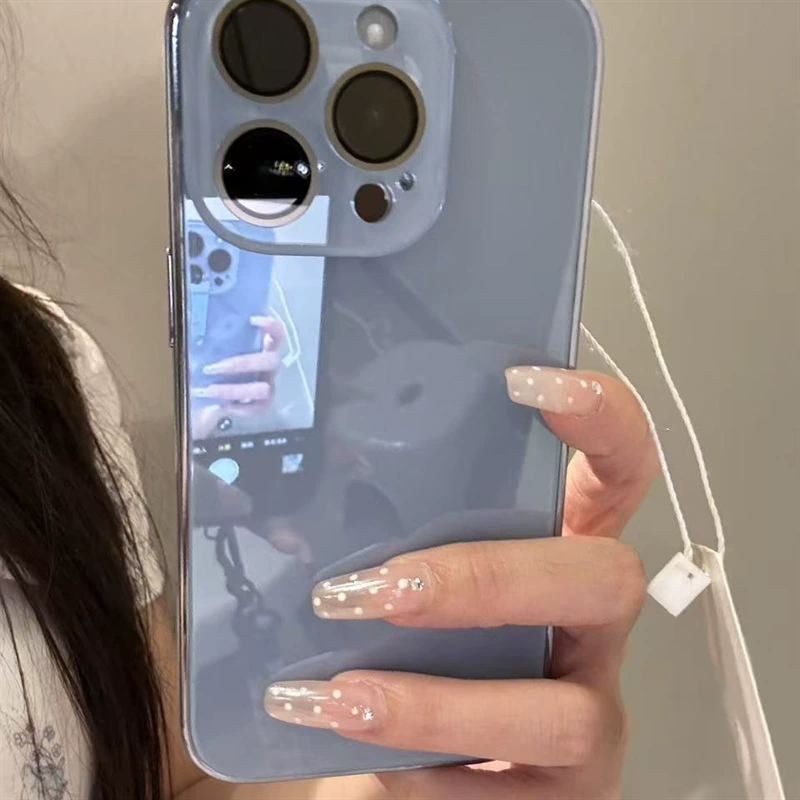 Чехол для телефона (Apple iPhone 13–17, Pro и Pro Max), серебряная окантовка, глянцевые цвета