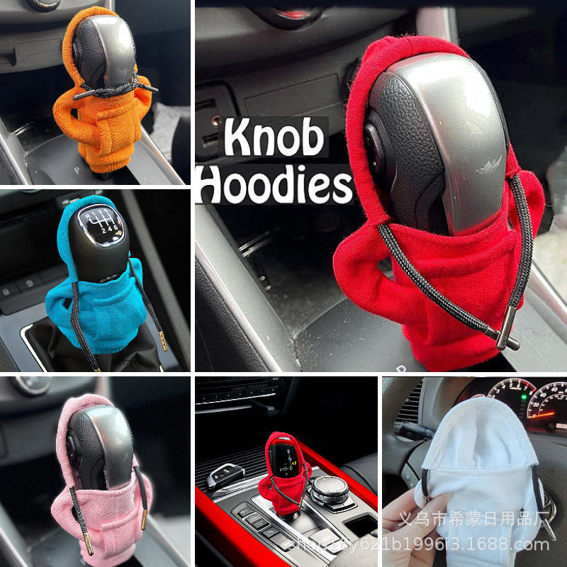 Cubierta DE LA MANIJA del engranaje del coche transfronterizo palanca de engranaje pequeño suéter con capucha palanca de engranaje creativo con capucha cubierta de la manija del engranaje al por mayor