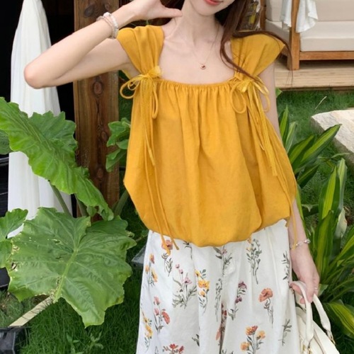 French-style collar tie front floral women's blouse 2025 summer new fashion set trendy floral print wide-leg pants