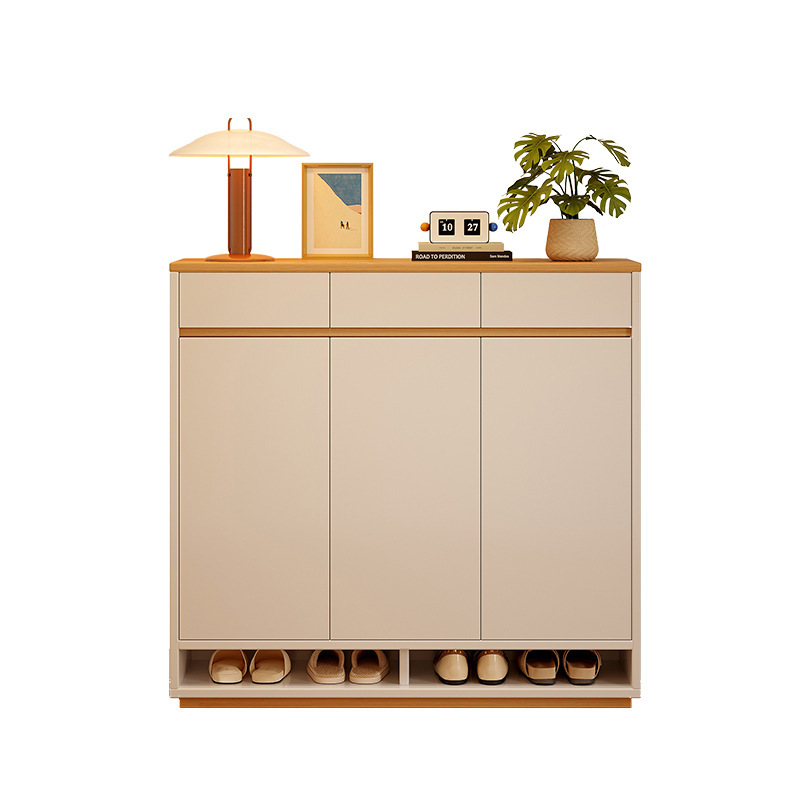 Gabinete de zapatos doméstico puerta interior 2025 nuevo tipo explosivo de alta calidad madera sólida almacenamiento integrado contra la pared gabinete de entrada
