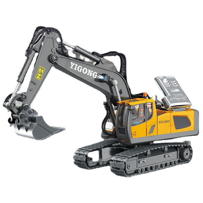 Excavadora de Control Remoto Yigong 2.4G, Modelo de Excavadora de Aleación, Vehículo de Ingeniería, Auto de Control Remoto para Niños y Niñas con Rotación Ilimitada