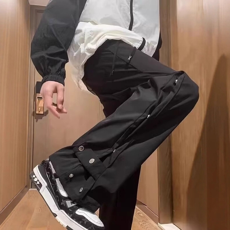 Men's Summer Trendy Stylish and Handsome Outdoor Pants for Young Men, Fashionable Versatile Sports Outdoor Solid Color Long Pants