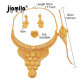 Jamila Dubai 24K Gold Plated Bridal Jewelry Set Indian Classic Necklace Bracelet Ring Earrings Four Piece Set