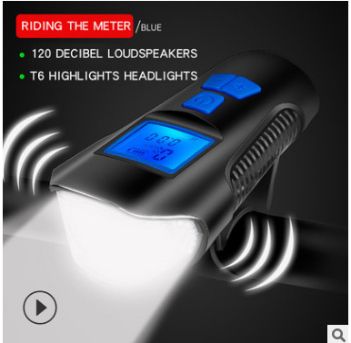 Luz de bicicleta transfronteriza Luz de manillar Luz de cuerno luz de noche montando bicicleta código medidor luz USB carga Luz de bicicleta de montaña