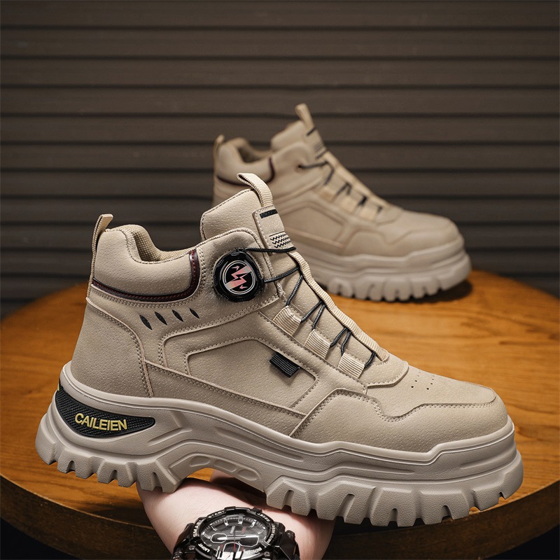 Zapatos masculinos de otoño, botas Martin de alta parte, zapatos de trabajo para hombres, ropa de trabajo antideslizante y resistente al desgaste, zapatos deportivos de ocio y protección laboral para hombres