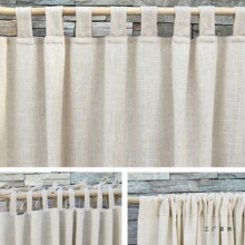 窗帘成品纯色棉麻飘窗穿杆日系麻布隔断半遮光亚麻短门帘
