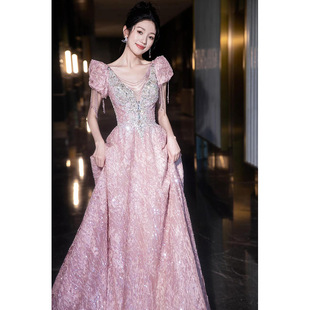 Banquet Evening Dress 2025 New Student Art Exam Adult Ceremony Fugitive Princess Dress Bride Engagement Dress Toast Dress