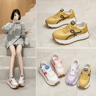 Inner Heightening Thick-Soled Retro Dad Shoes for Women 2025 Spring New Sports Shoes Casual Shoes Moral Training Shoes Forrest Gump Shoes