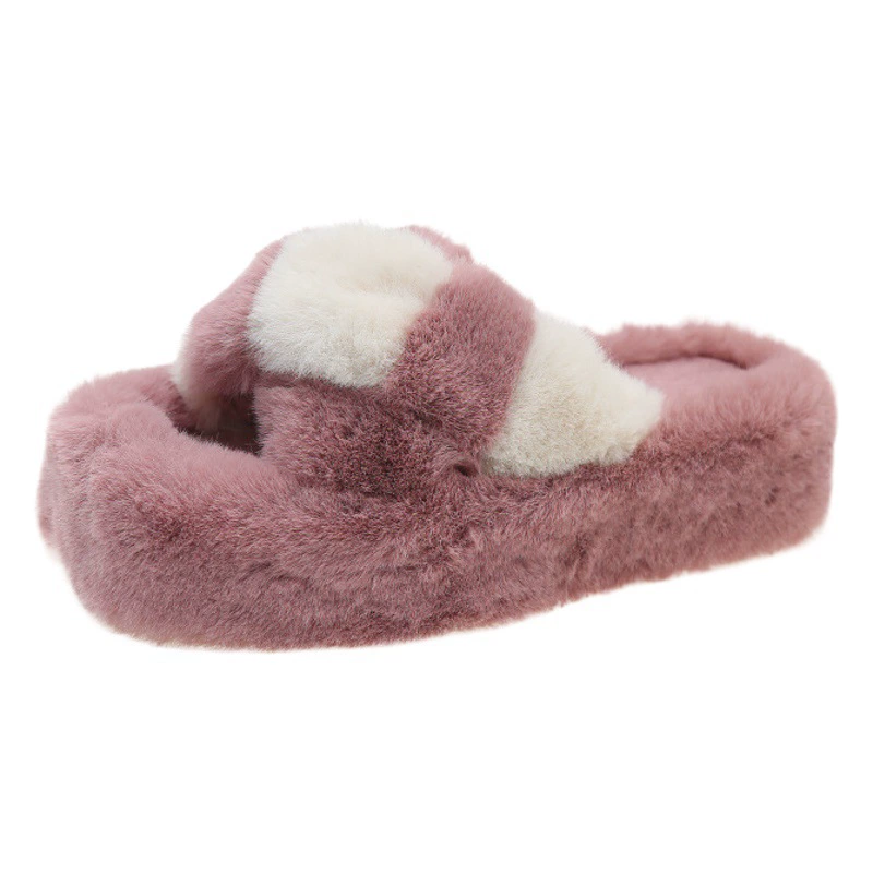 2023 новые подходящие цвета крест Мао Тапочки женские осенне-зимние домашние теплые плюшевые тапочки на толстой подошве