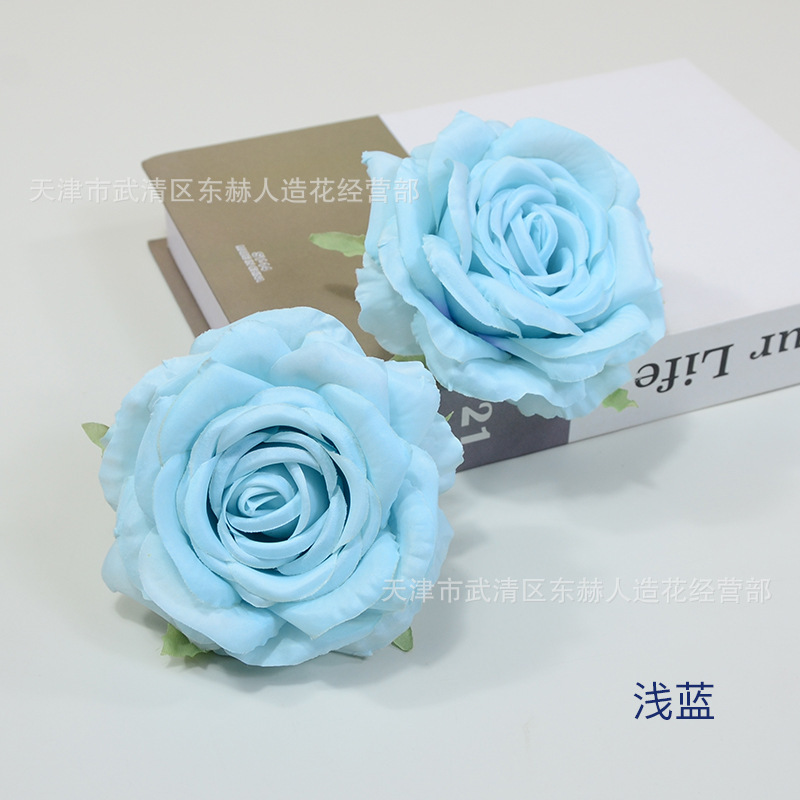 模造巻きバラ花絹布平安バラ花頭卸売り結婚式背景花壁装飾花青生け花|undefined