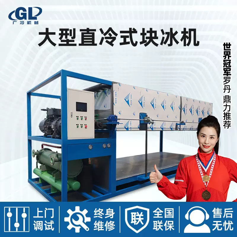 德菱仕冰砖工厂大型自动制冰机20吨直冷式块冰机工业降温冰块设备