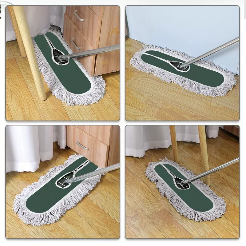 Бытовая хлопковая швабра с толкателем для пыли, большая плоская швабра для отелей, фабрик и ленивых людей, со сменной головкой швабры.