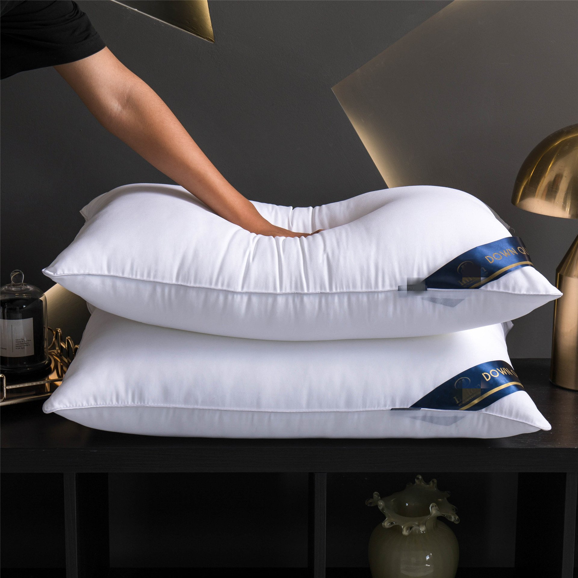 Erton Hotel 48×74cm Pillow Pair with Pillowcases Set High and Low Pillow Core Non-Collapse Nantong Home Textile Wholesale