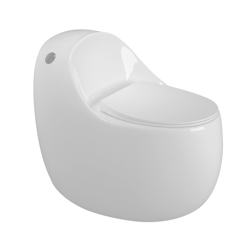 Venta al por mayor inodoro de cerámica creativo simple inodoro en forma de huevo pequeño apartamento sifón mudo hogar integrado baño inodoro