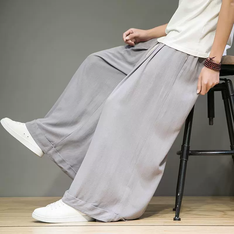 Летние тонкие ретро-штаны для мальчиков, китайский стиль, хлопок и лен, свободный прямой покрой, плюс размер