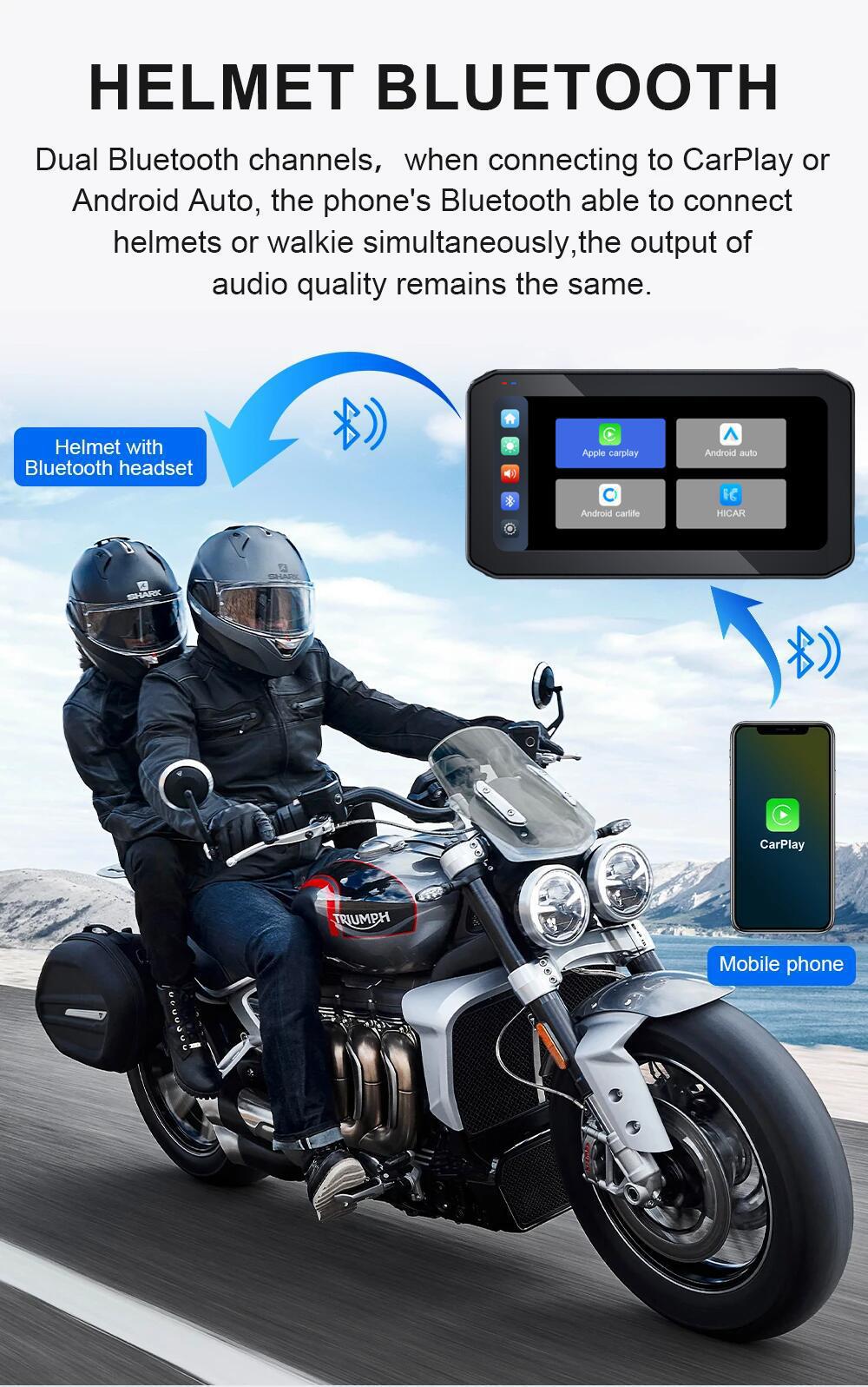 carplay motorcycle driving recorder screen navigation interconnected waterproof anti-shake tire pressure HD GPS navigation