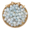 10mm broken egg white glass beads - light blue and white
