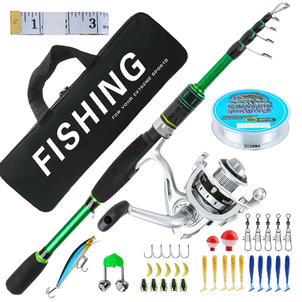 Cross-border carbon lure fishing rod and reel set, complete sea rod equipment, telescopic travel rod fishing rod set wholesale