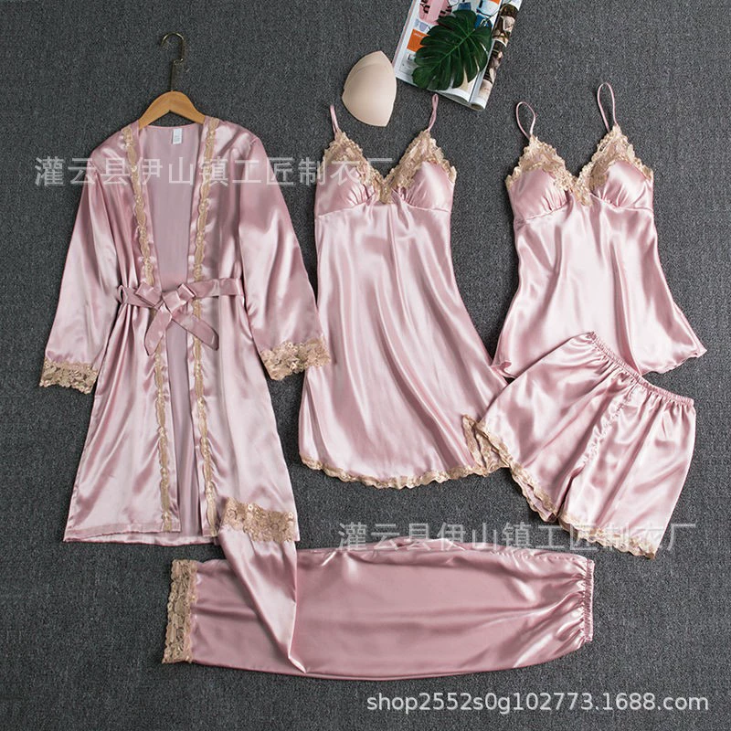 Эластичные пижамы, sexy набор, slipdress, мини-юбка, шорты, удобные брюки, халат, (跨境 торговля)