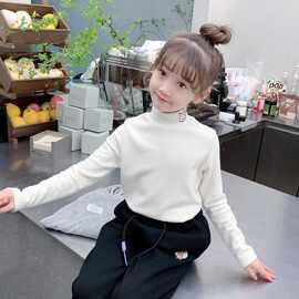 儿童德绒半高领打底衫秋冬女童中领长袖T恤秋衣女宝宝内搭套头衫