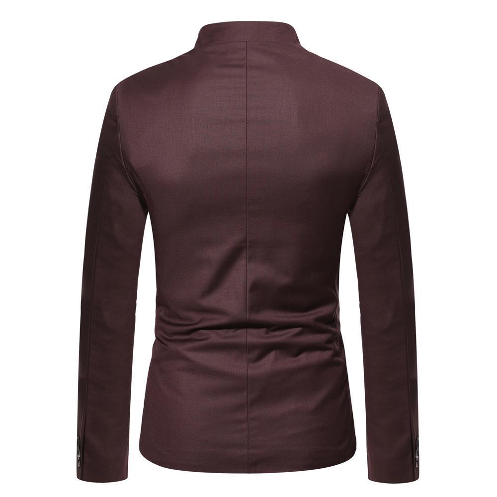 Slim Fit Blazer With Stand Collar For Men Autumn And Spring_voghion.com