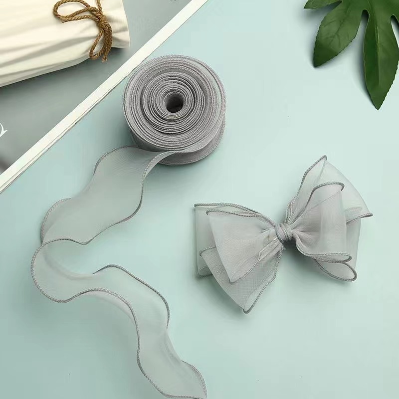 4cm雪纱婚礼彩带鱼尾纱 DIY韩版涤纶织带蝴蝶结丝带厂家直供详情图16