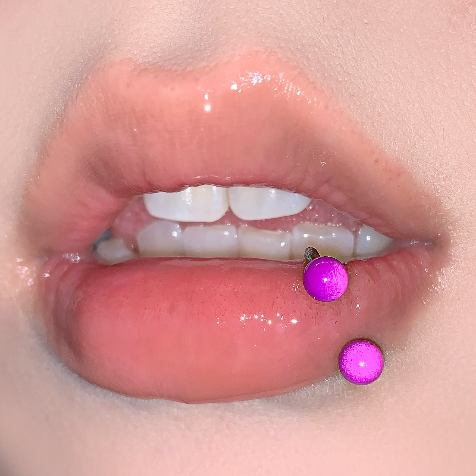Labret stud lip piercing jewelry styling detail