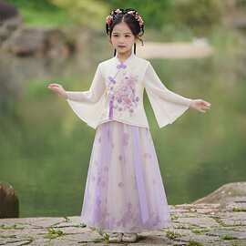 女童汉服唐装套装春夏薄款连衣裙2026新款中国风儿童仙古装襦裙
