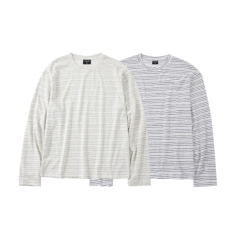 American retro casual lazy style striped short wide round neck long sleeve T-shirt, unisex loose versatile base shirt top