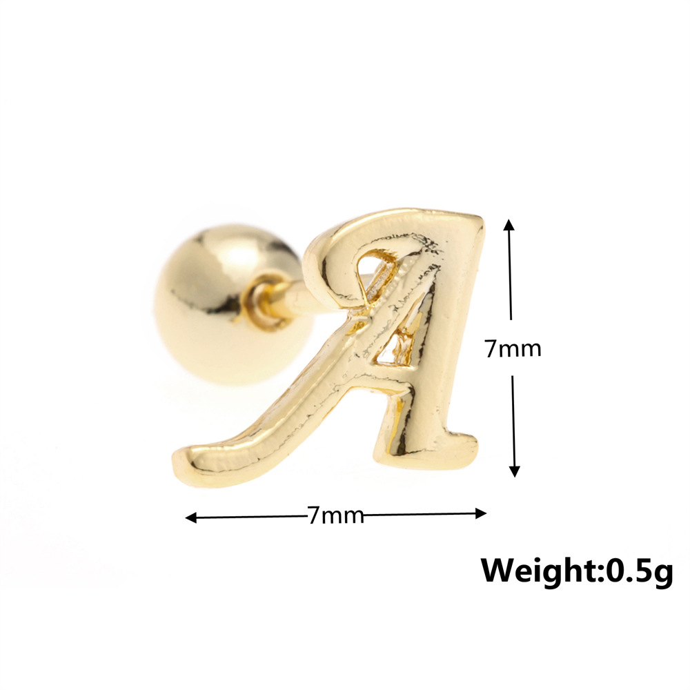 Simple Art Body 26 Letter Gold Color-preserving Glossy Earrings display picture 27