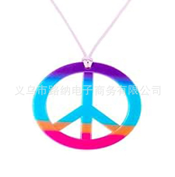 跨境狂欢节万圣节装饰七彩和平符嬉皮士项链吊坠耳环化妆舞会道具|undefined