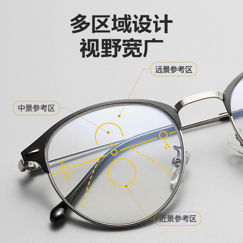 Aoran glasses wholesale for middle-aged and elderly people, business fashion anti-blue light discoloration reading glasses for men and women for near and far viewing