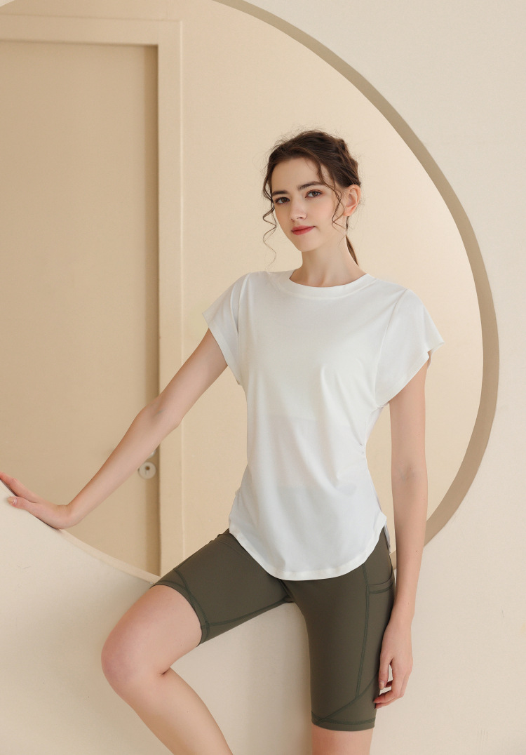 New Snowflake Cotton Breathable Sports Top Women's Short Sleeve T-shirt Running Training Cover Up Slimming Fitness Yoga_voghion.com