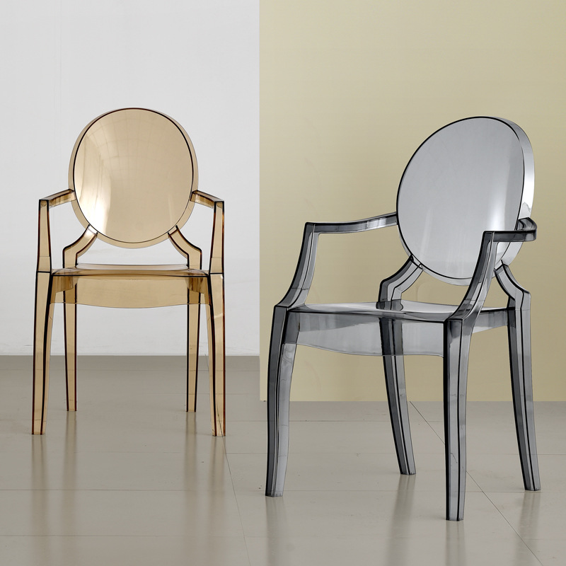 Silla de plástico acrílico transparente reposabrazos silla de comedor de cristal silla de maquillaje silla respaldo creativa nueva silla nórdica moderna