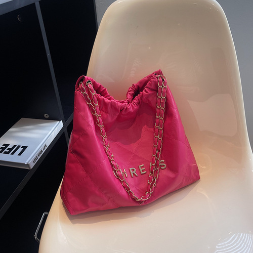 Letter bag for women autumn  new trendy rhombus chain bag casual Korean style fashion embroidery thread single shoulder armpit bag