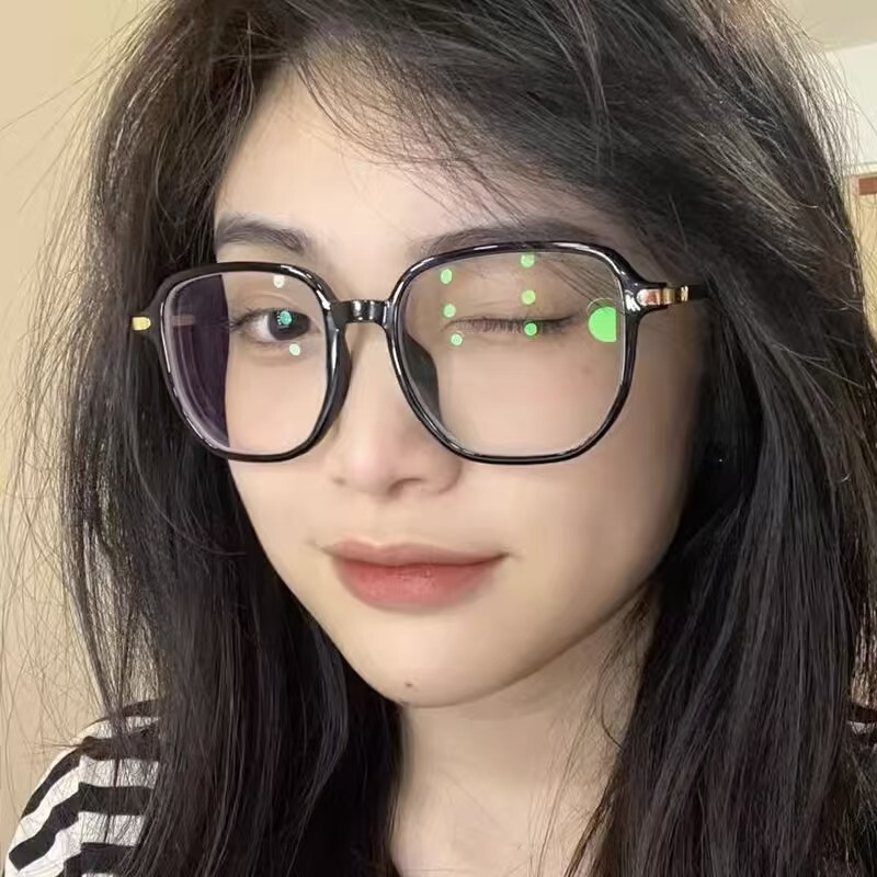 New Anti-blue Light Glasses Frame Women's Ins Big Face Slimming Plain-looking Retro Flat Mirror with Short-sighted Glasses Frame