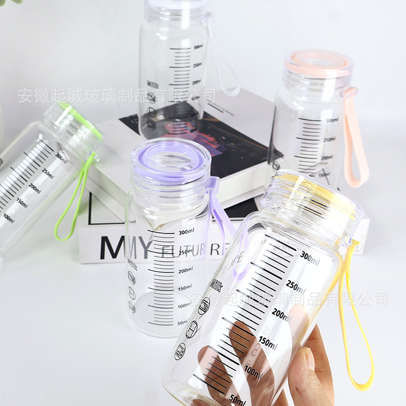 Milk Cup Household Portable Take-out Student Coffee Cup Soymilk Cup Glass Cup into Microwave Oven Scale Water Cup