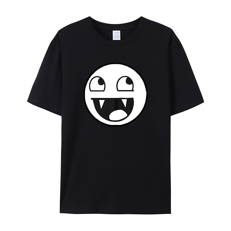 Guangzhou Yiye Clothing Factory 2025 Summer Trend Short Sleeve Funny Face Emoji Round Neck T-Shirt for Men