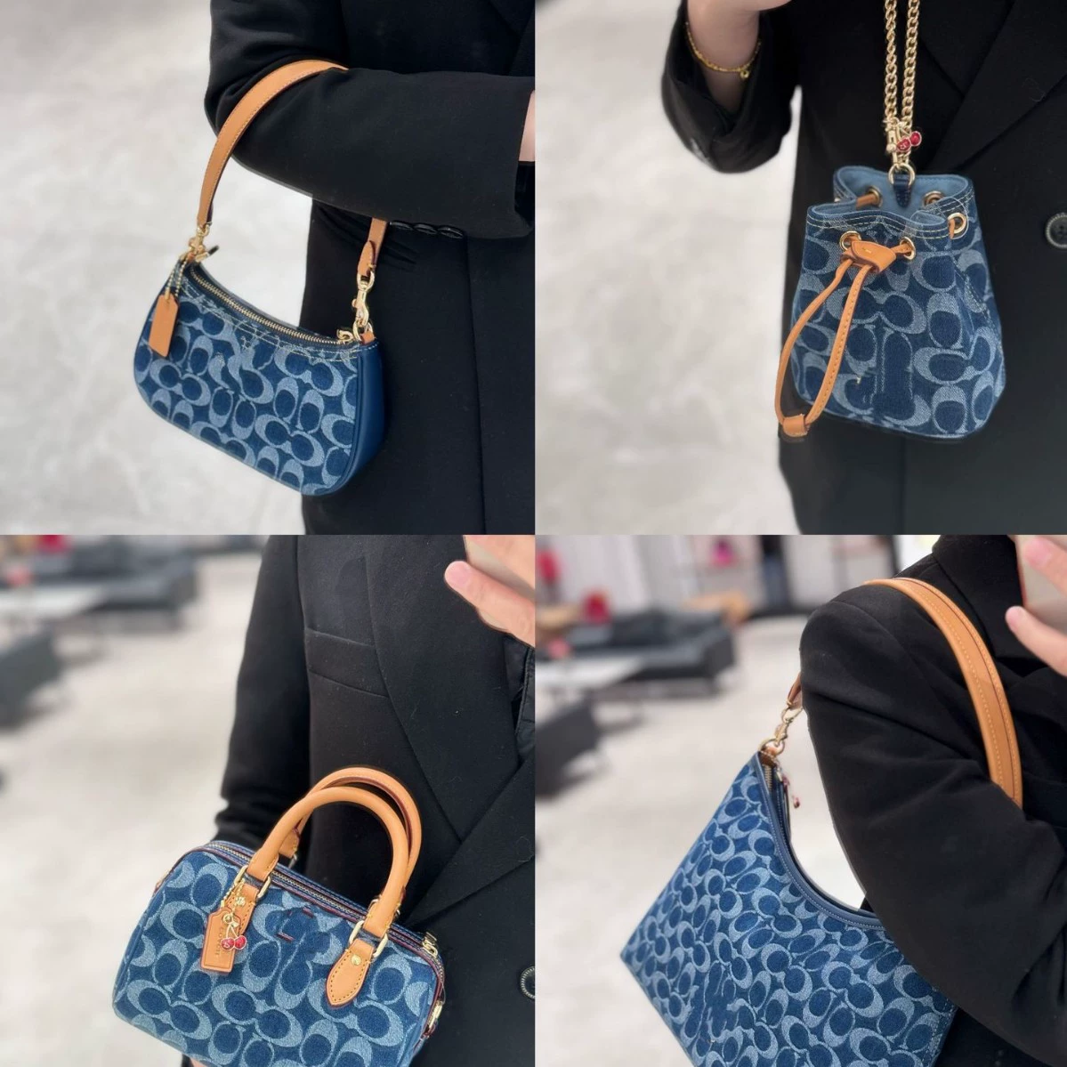 Сумка-ведро Koujia Denim Blue Series 2024, модель Boston Juliet, на одно плечо, кроссбоди, подмышечная, женская, легкая