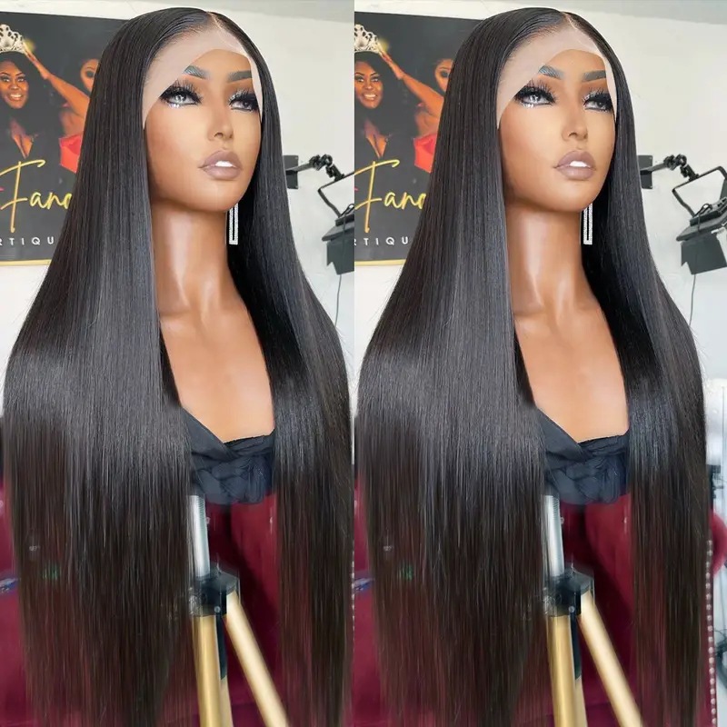 Comercio exterior transfronterizo, pelucas de moda para damas europeas y americanas, encaje frontal de venta caliente de Amazon, pelo liso de longitud media, casco de fibra química