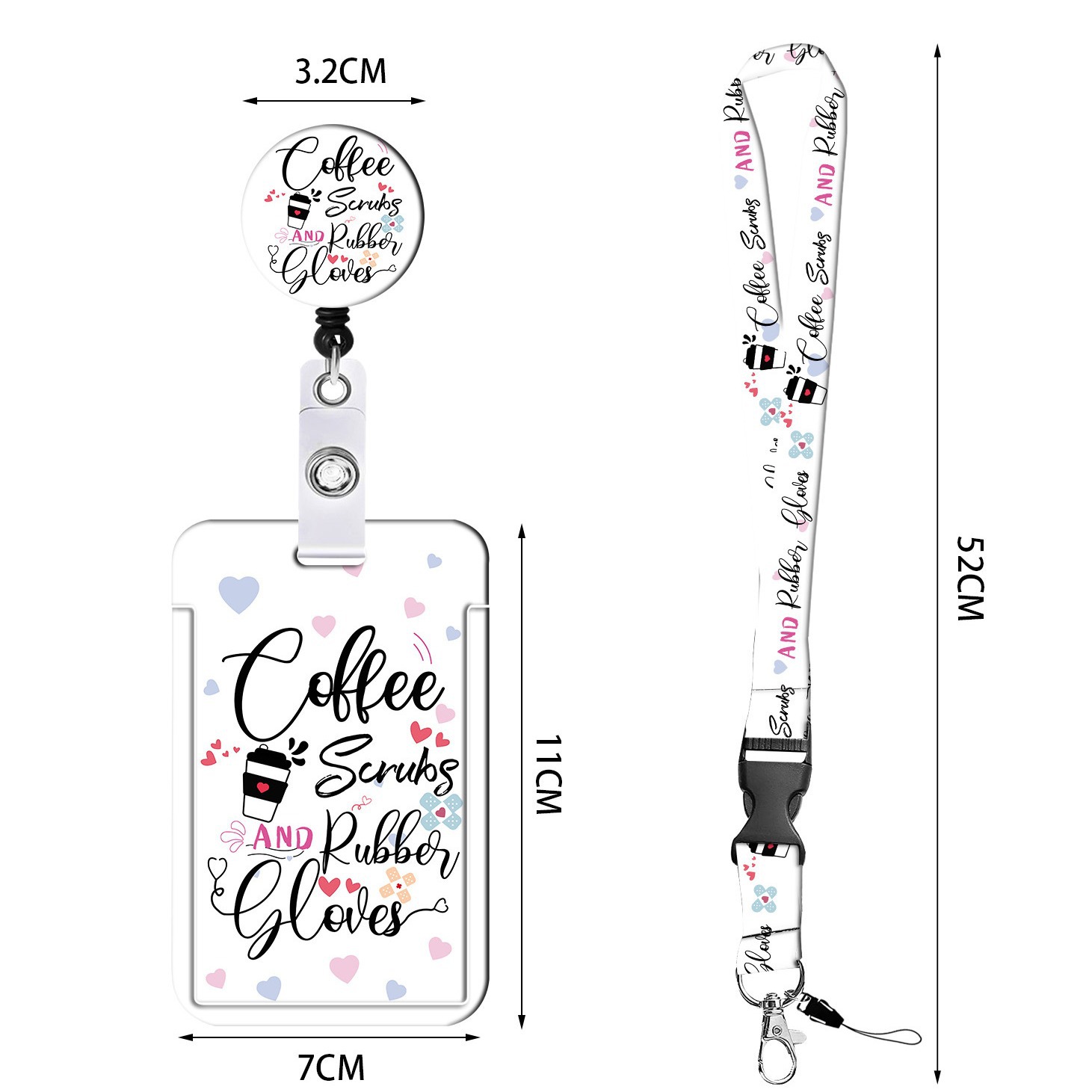 Café Arco Iris texto solitario impresión en color retráctil fácil de tirar hebilla teléfono móvil ID hebilla cordón titular de la tarjeta