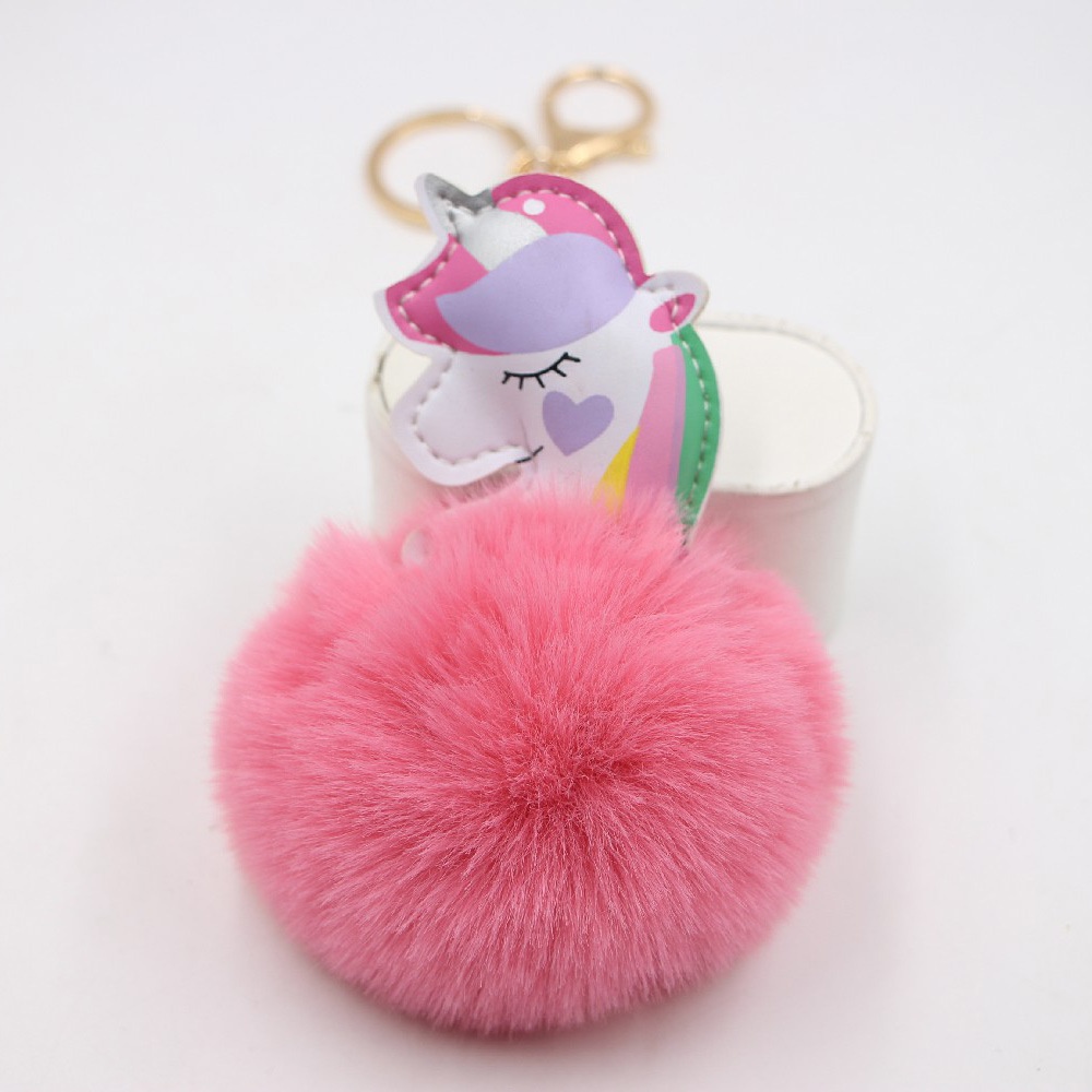 Cute Style Colorful Unicorn Fur Ball Pendant Magic Color Bag Pendant Keychain display picture 5