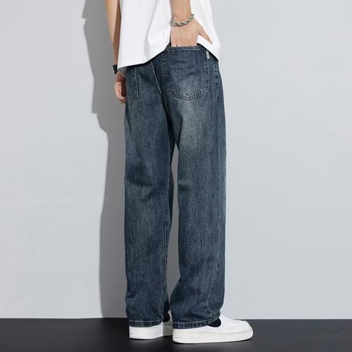 American Retro Denim Jeans for Men - 2025 Spring and Summer Versatile Streetwear High-Street Casual Loose Straight Leg Pants