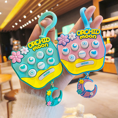 Creative Star Moon Cherry Blossom Mouse Keychain Palm Stress Relieving Game Machine Keychain Pocket Phone Small Gift Wholesale